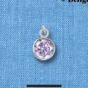 C2633 - CZ Round Pendant - Amethyst - 6mm - Silver Charm